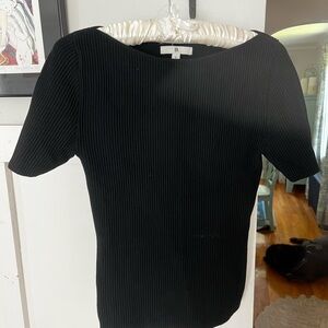 Banana Republic Black Ribbed Short Sleeve Top